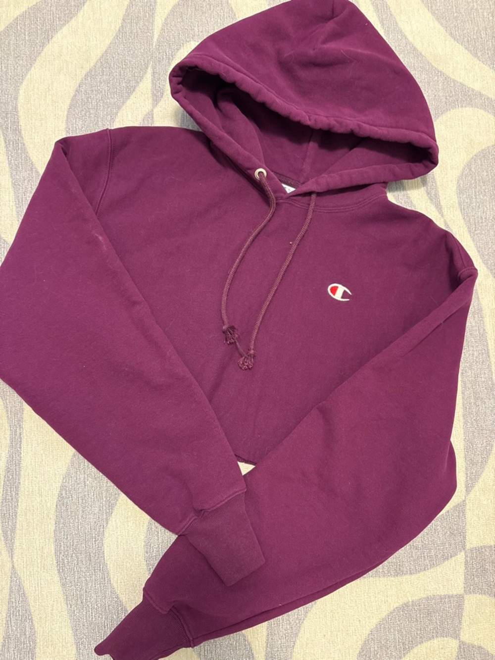 Champion Purple Cropped Hoodie with Embroidered Logo